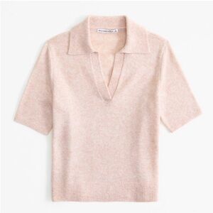 Abercrombie Pink Knit Polo Short Sleeve Sweater in M